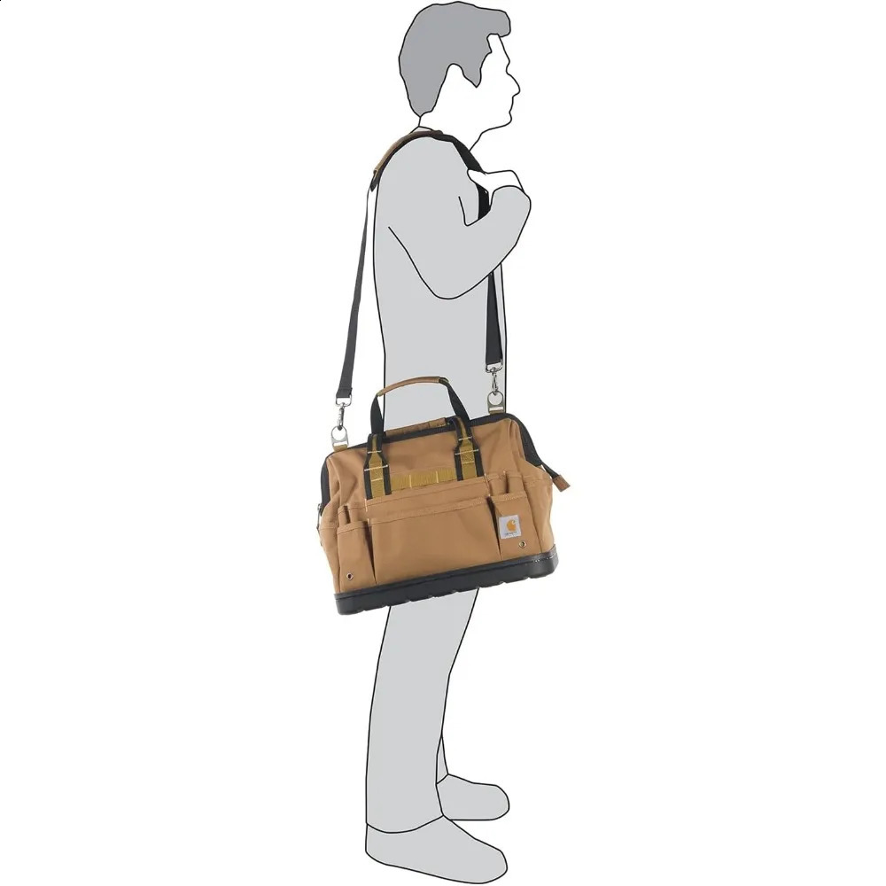 Ship from US 16 inch tool bag with molded base brown 250305FBB