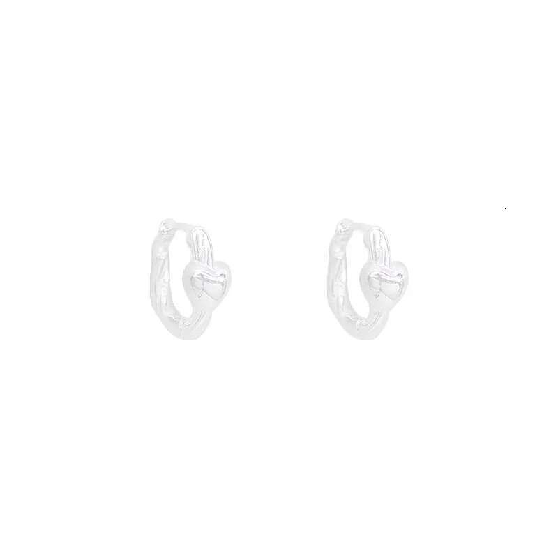 PANJBJ Sterg Sier Love Heart Hoop Earring for Women Minimalism Sweet Romance Lovely Trend Jewelry Gift Dropshipping