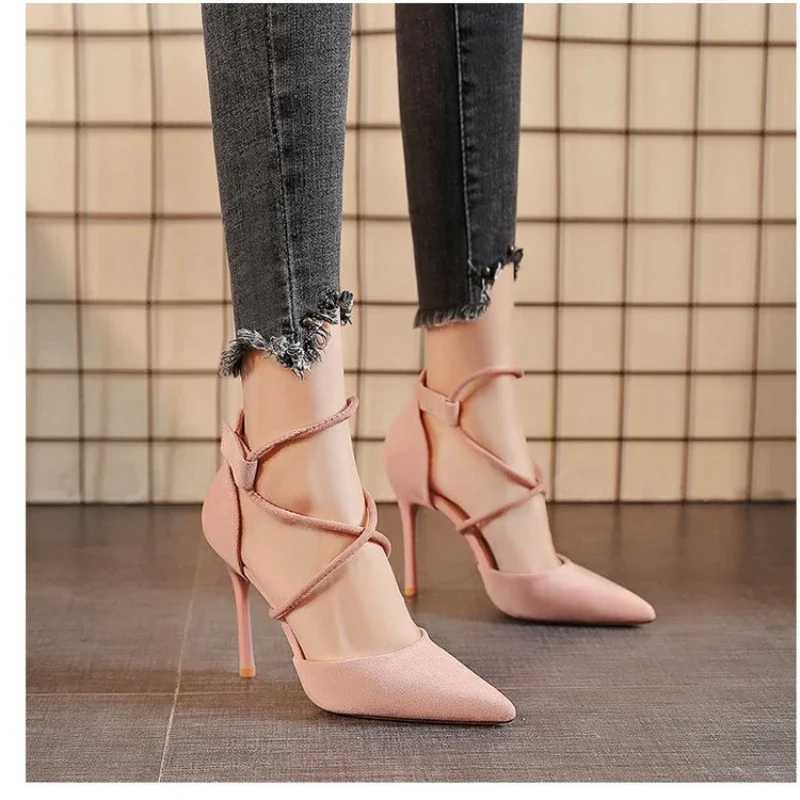 Wens High H 9cm 2024 New High Heels Fi Sexy Black Wedding Shoes Nude Bridal Shoes Sandals Zapatos De Mujer Y250304