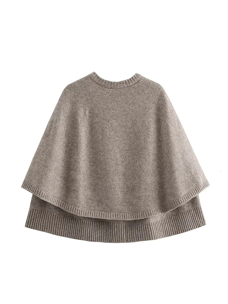 womens clothing European and American style fashion all-match cape round neck knitted jacket 250304
