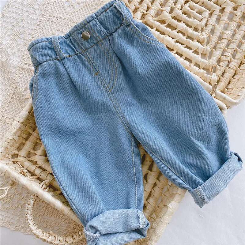 Ddmyshoesvip Boys Girls Pant Casual Trousers For Kids High Waist Solid Warm Out Jeans Children Autumn Spring M Years Pants