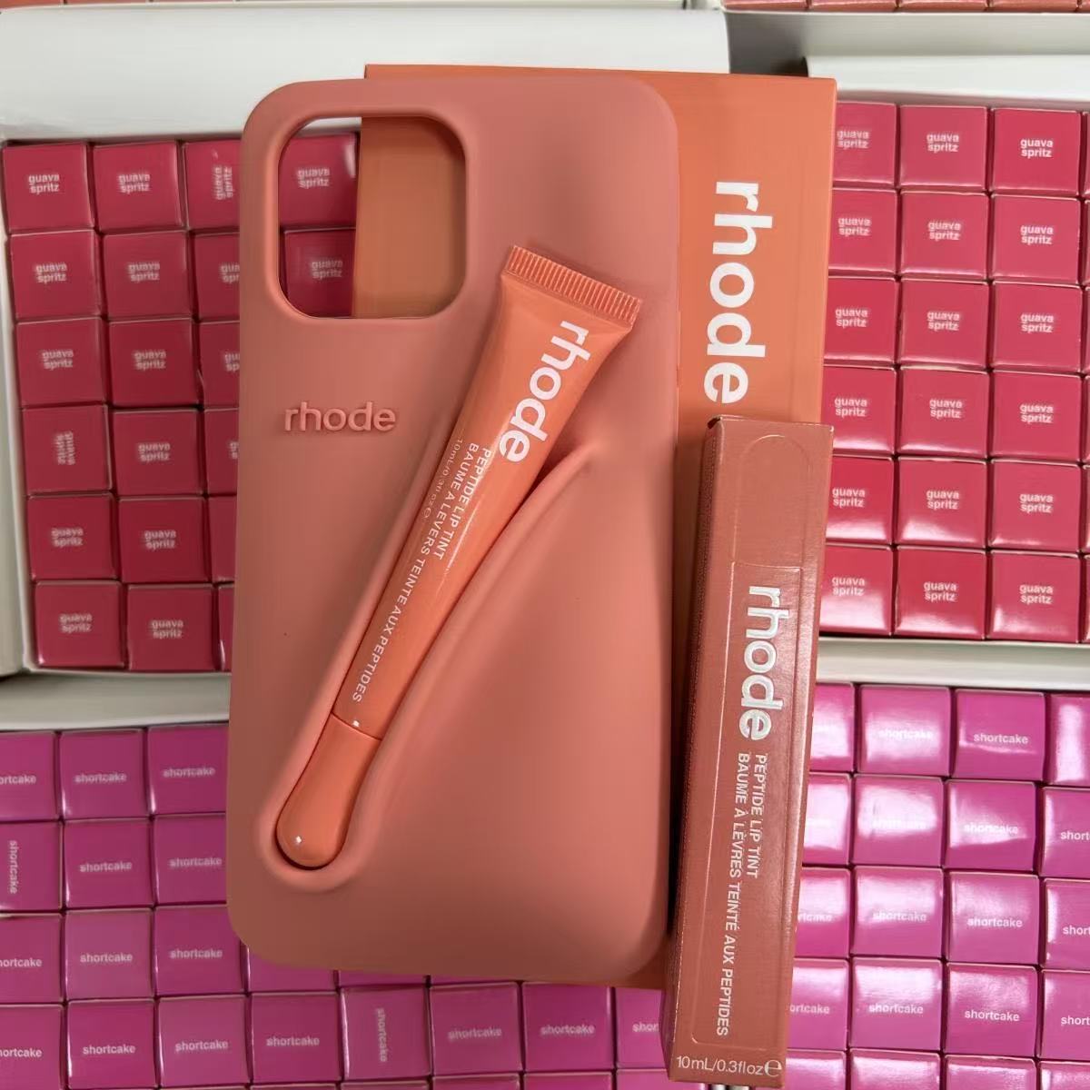 INS new color lipstick silicone DIY Rhodes phone case suitable for iPhone 16 15 14 13 12 11 Pro Max Plus, lip gloss holder with box