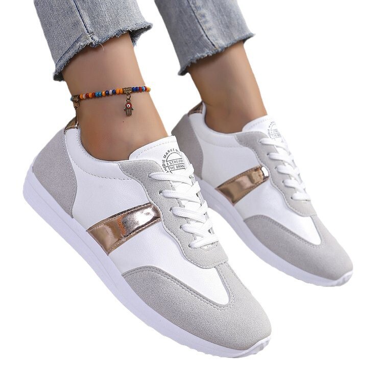 Large size white women's shoes 2025 Spring and Autumn new casual versatile sports running shoes designer flat shoes trendy casual shoes