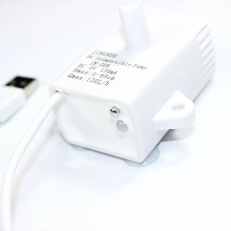 JN-206 DC/USB Water Pump 5V 120L/h Submersible Mini Tank Fish Fountain Automatic Brushless Pump LED Pet Off Drinkers Cat Light