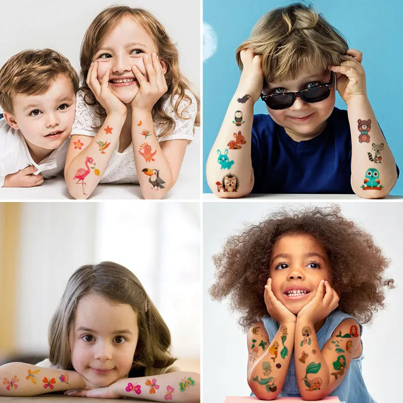 60PCS Temporary Tattoo Sticker for Children Kids Waterproof Tattoos Festival Glitters Face Girls Boy Child Mini 250219