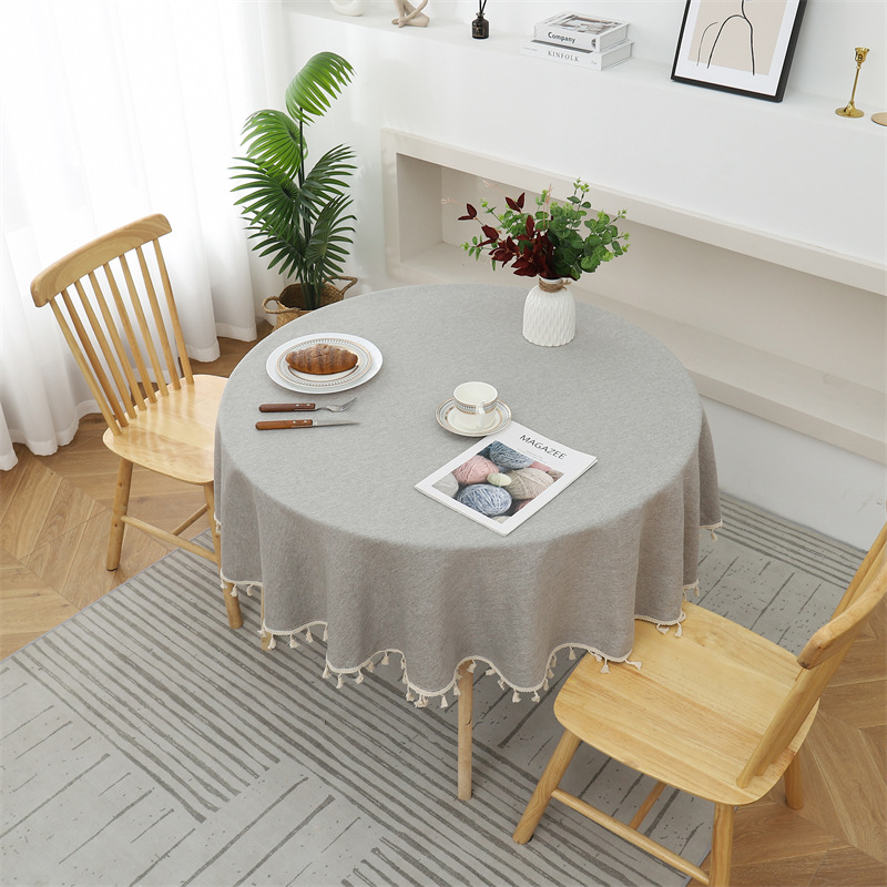 New solid color round table cloth coated waterproof and oil-proof table cloth for home use 52U801