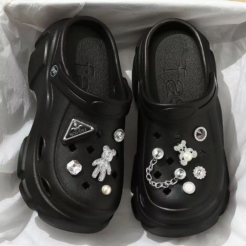 free shipping designer Sandals for woman outdoor Appliques fashion breathable 9cm slippers