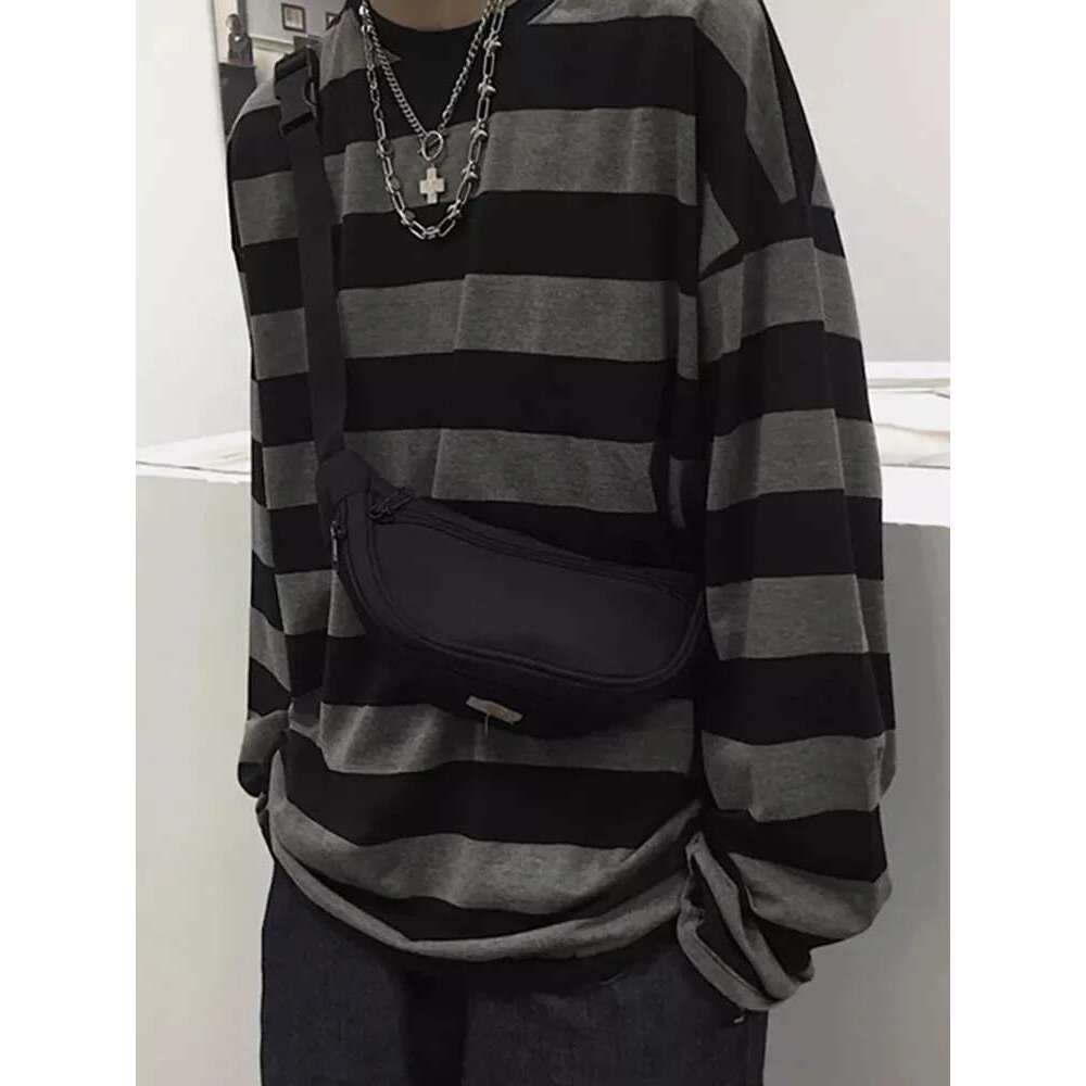 Shirt Striped Streetwear Haruku Couple Female Long Sleeve Gothic Shirts Spring Woman T-Shirt Vintage Blouse Tops KLMY T-