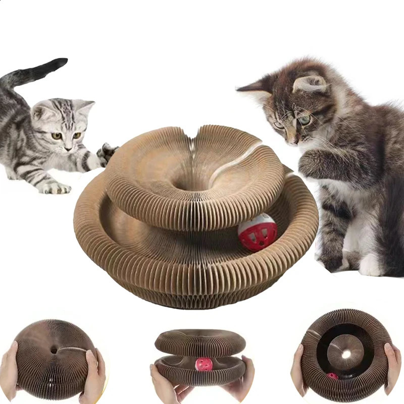 Magic Cat Toy Interactive Cats Ball Toys Kitten Game Training Stuff Fun Multiple Shapes Corrugated Paper Cat House Pet Supplies 250304