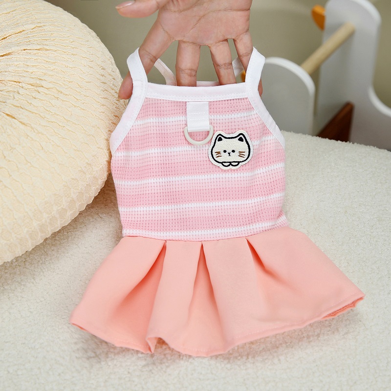 Cute Stirped Dog Dress for Small Medium Dog Fashion Print Puppy Princess Skirt Spring Summer Cat Dress Bichon Frise Pet Apparel