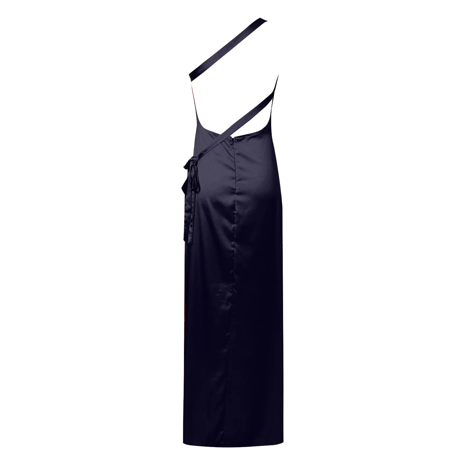 Tie Dye Satin Dres Asymmetric Off Shoulder Midi Dress With Slit Prom Pleated Evening Formal Teenager Party 250304