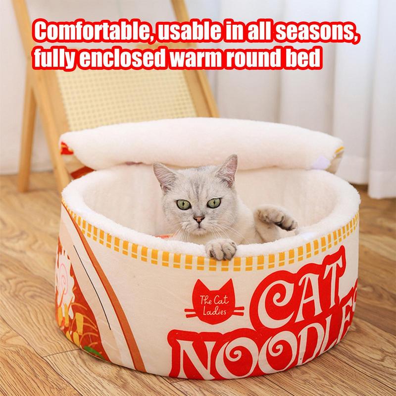 Cartoon Ramen Cat Nest Winter Warm Cute Semi-enclosed Cat Bed With Removable Cushion Can Be Opened And Washed Pet House Sofa