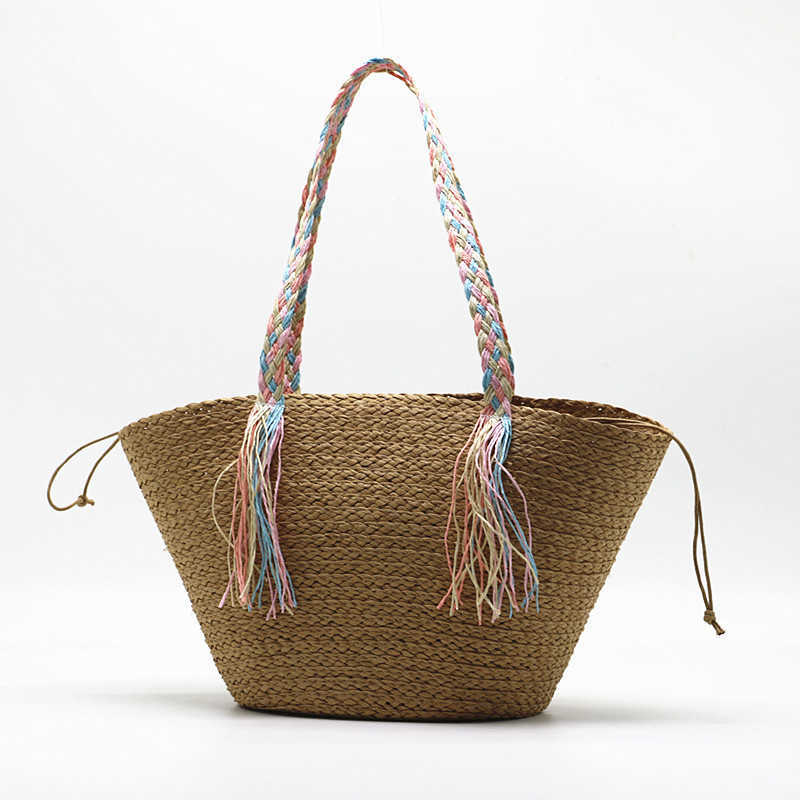 New Paper Straw Woven Bag, Single Shoulder Ribbon Woven Bag, Beach Bag, Commuting Bag 250315