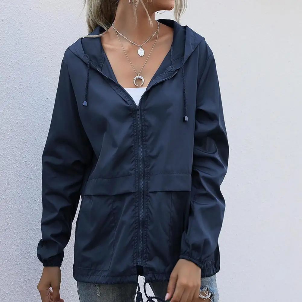 Women Rain Jacket Outdoor Running Hooded Windproof Short Raincoat Casual Spring Autumn Coats Breathable Clothing 250228