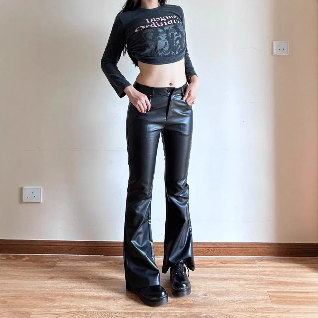 Plus Size Black High-Waisted Micro Flare Womens Pants American Style Sexy Tall Leggings Casual Autumn Fashion Long Pants 250304