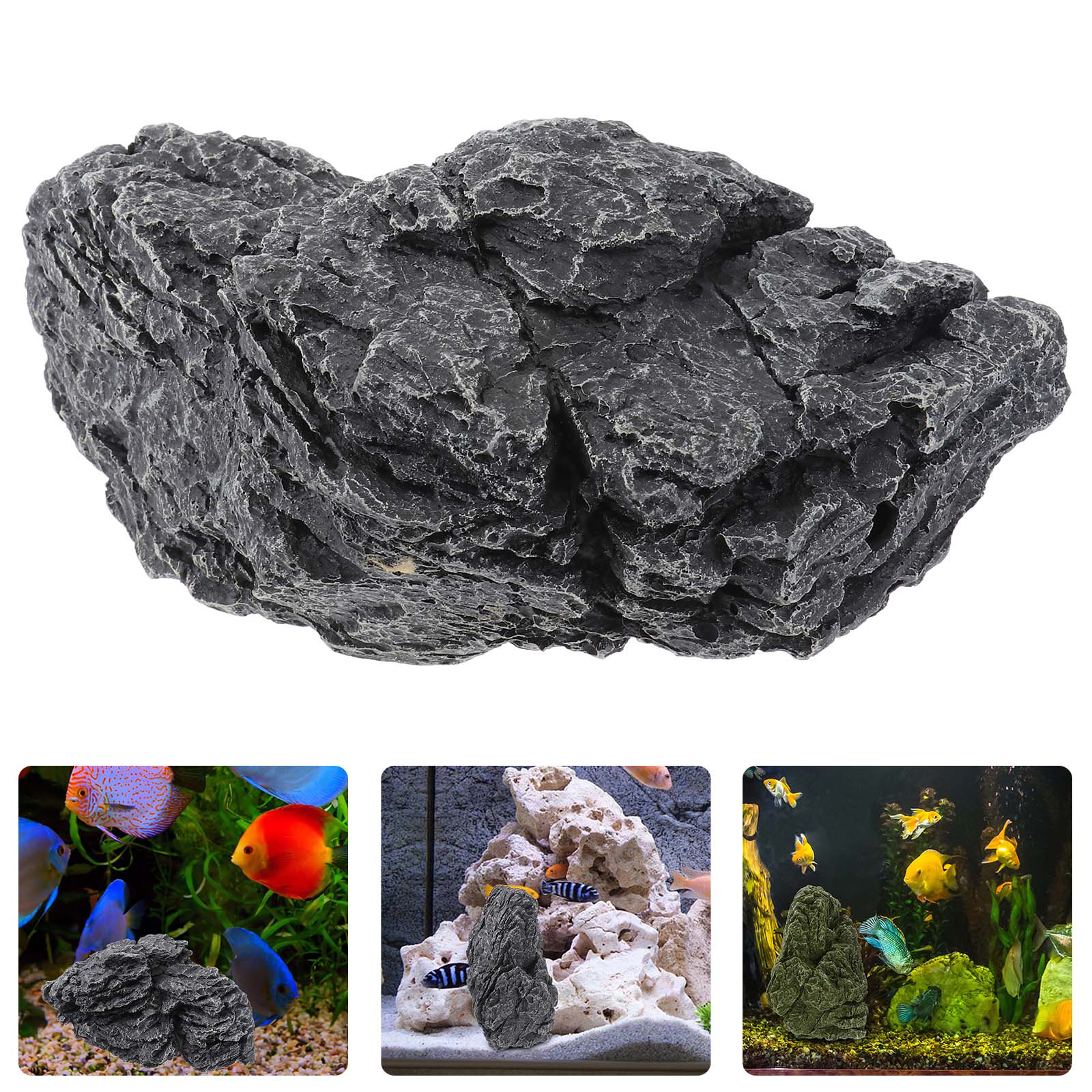 Aquarium Stone Ornaments Fish Tank Decor Realistic Terrarium Plants Resin Landscaping The Rock Glass View