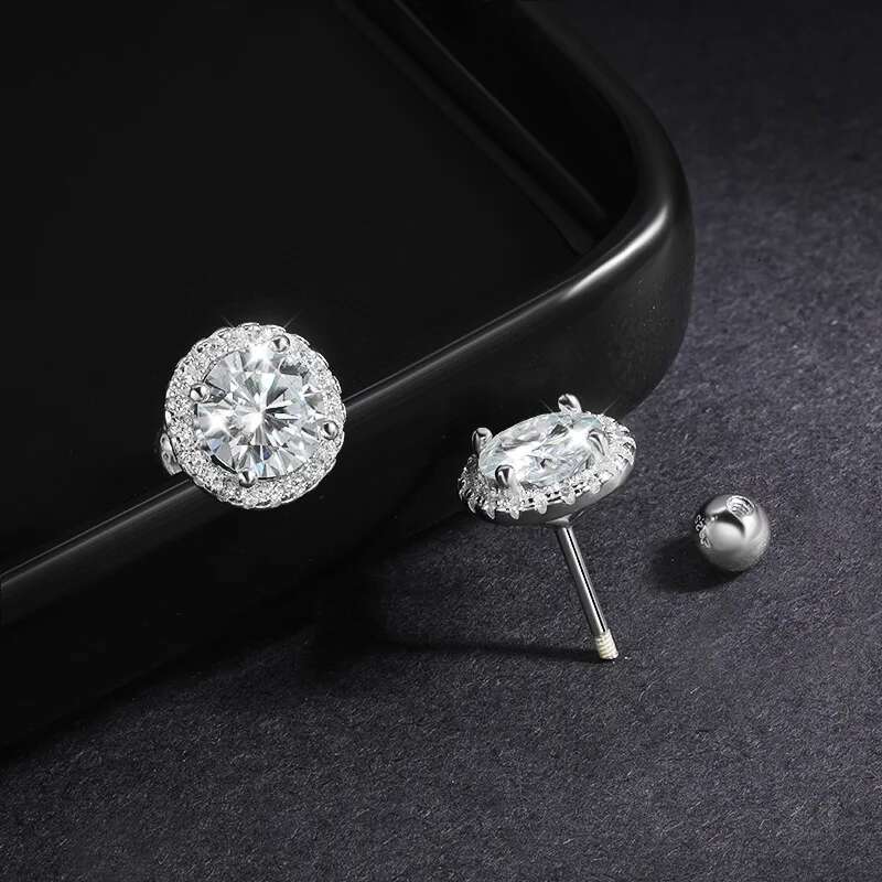 EWYA Trendy 0.5-1ct D Color Round Moissanite Screw Earring For Women Wedding Fine Jewelry S Sterg Sier Dia Earrings