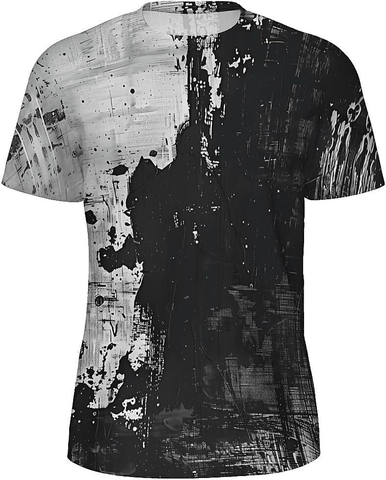 Mens T shirt Men's Novelty T-Shirts Graphic 3D Print Summer Short Sleeve T-Shirt Vintage Abstract Black White tee Casual tops summer clothes cool