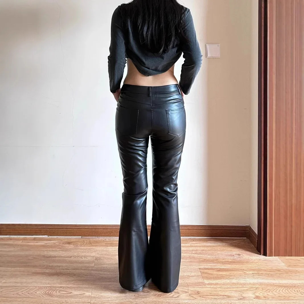 Plus Size Black High-Waisted Micro Flare Womens Pants American Style Sexy Tall Leggings Casual Autumn Fashion Long Pants 250304