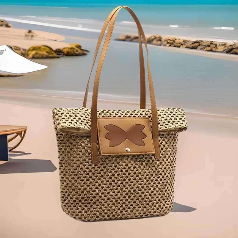 Woven Grass Woven Bag for Women, Large Capacity Summer Versatile Hollow Tote Bag, Beach Vacation Beach Bag 250315