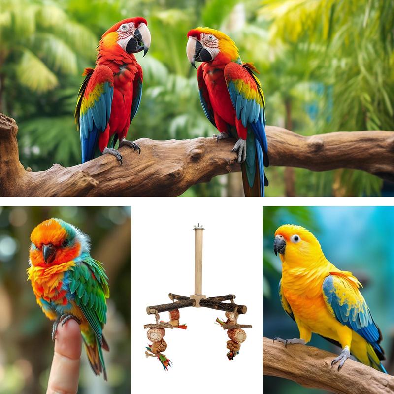 Natural Parrot Perch Bird Stand Tree Rods Claw Grinder Long Tailed Parakeet Climbing Standing Tree Branch Bird Cage Accessories