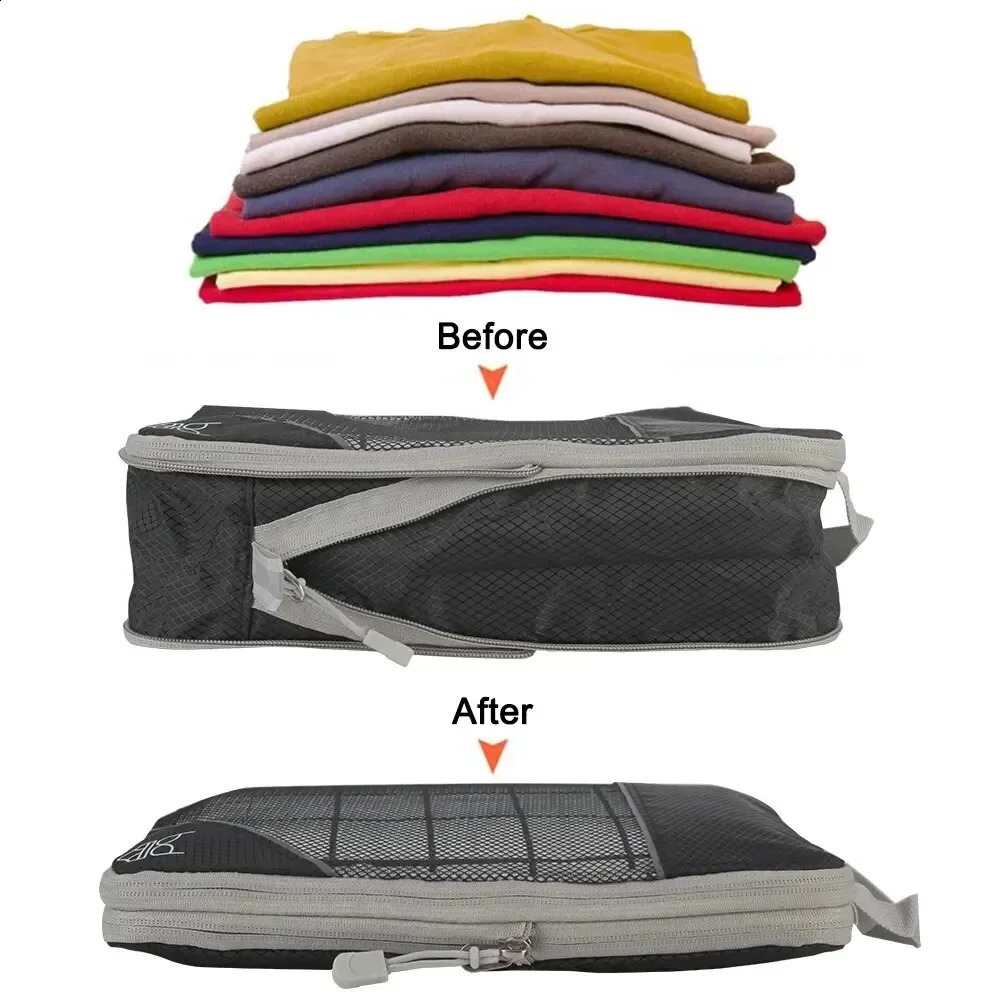 Ship from US 6Pcs Set Travel Storage Organizer Portable Clothes Bags Lightweight Suitcase Bag Compressed Packing Cubes Luggage 250305FBB