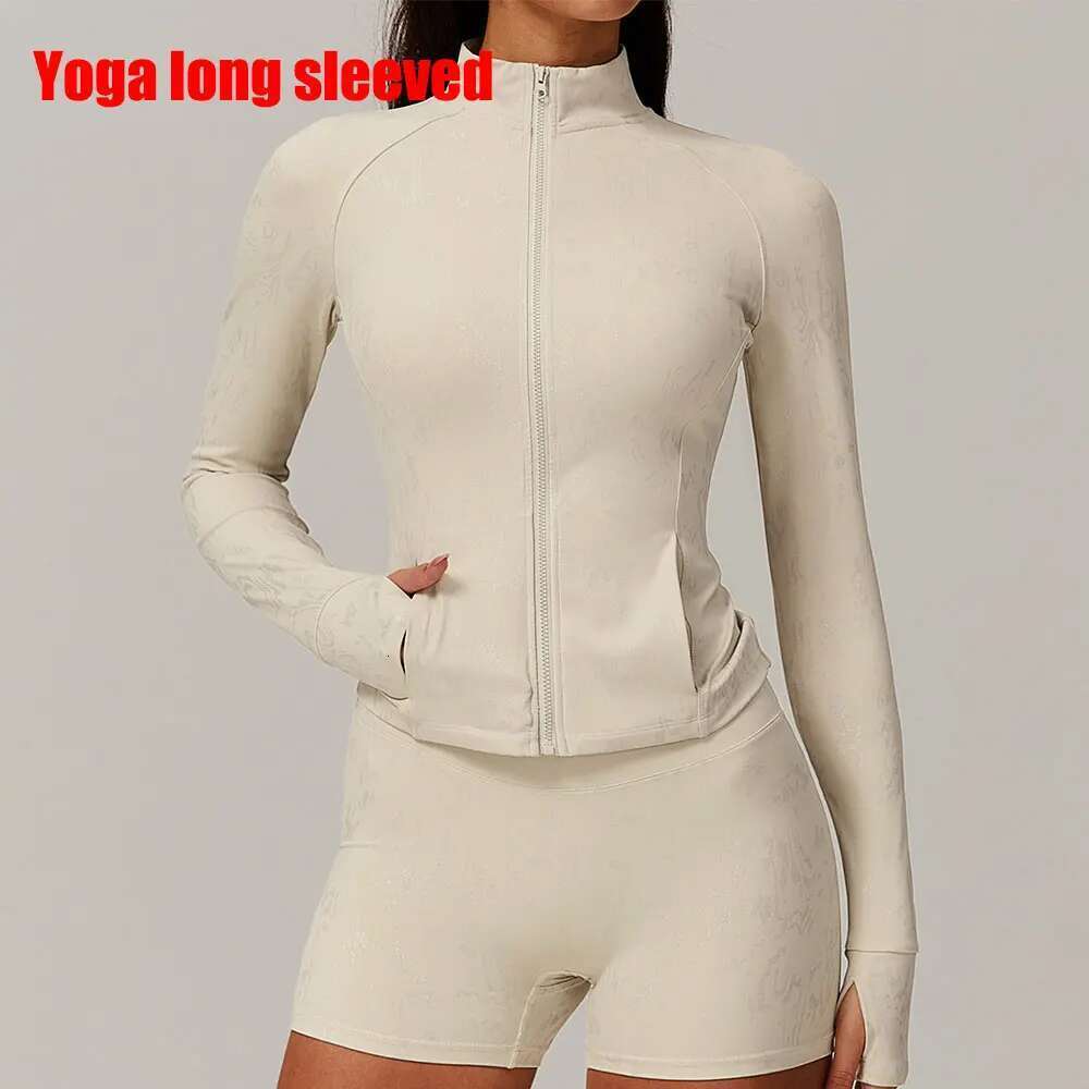 Yoga Women T-Shirts Solid Sports Top Zipper Long Sleeve Workout Running Shirts Sexy Quick Dry Fiess Printed Sport Wear Kl-My