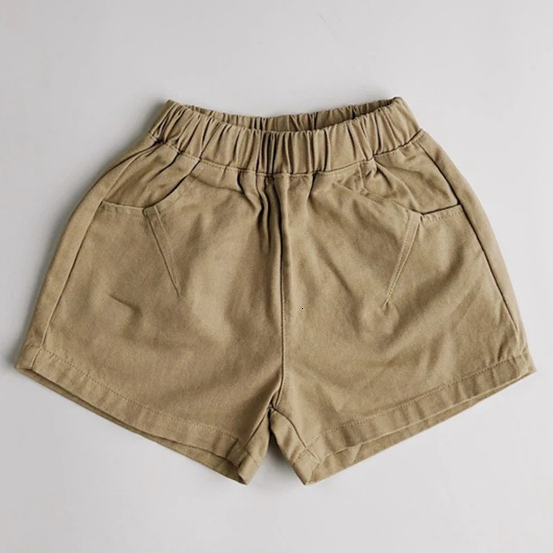 2025 Kids Boys Summer Shorts Solid Elastic Waist Beach Toddler Pants With Pocket For 7M-7T Children Casual Loose Korean Clothes 250304