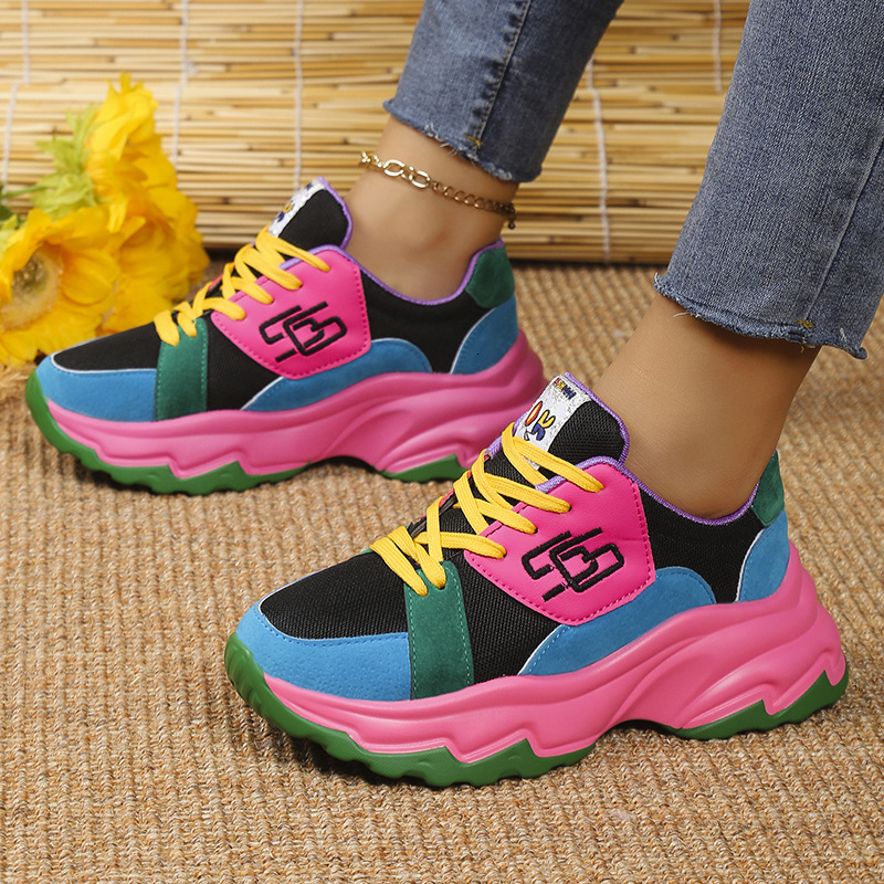 Sports with thick sole casual 2025 fashion new spring/summer plus size colored women's shoes ddmykukumalu