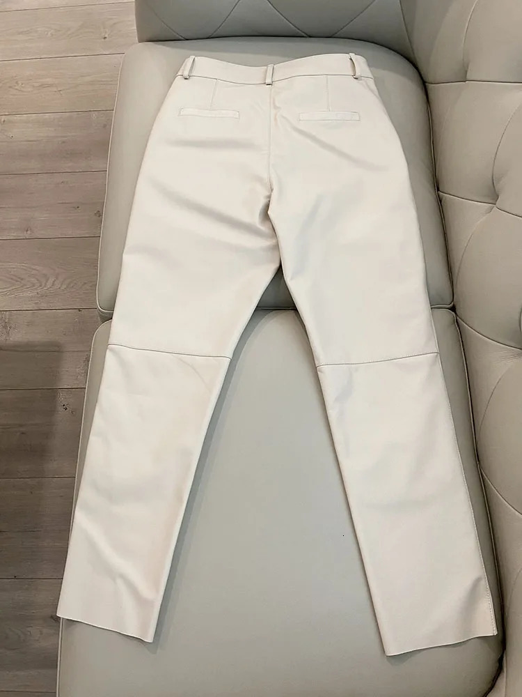 Cargo Pant 2024 Korean Fashion Spring Autumn Genuine Leather Trouser Streetwear 250304