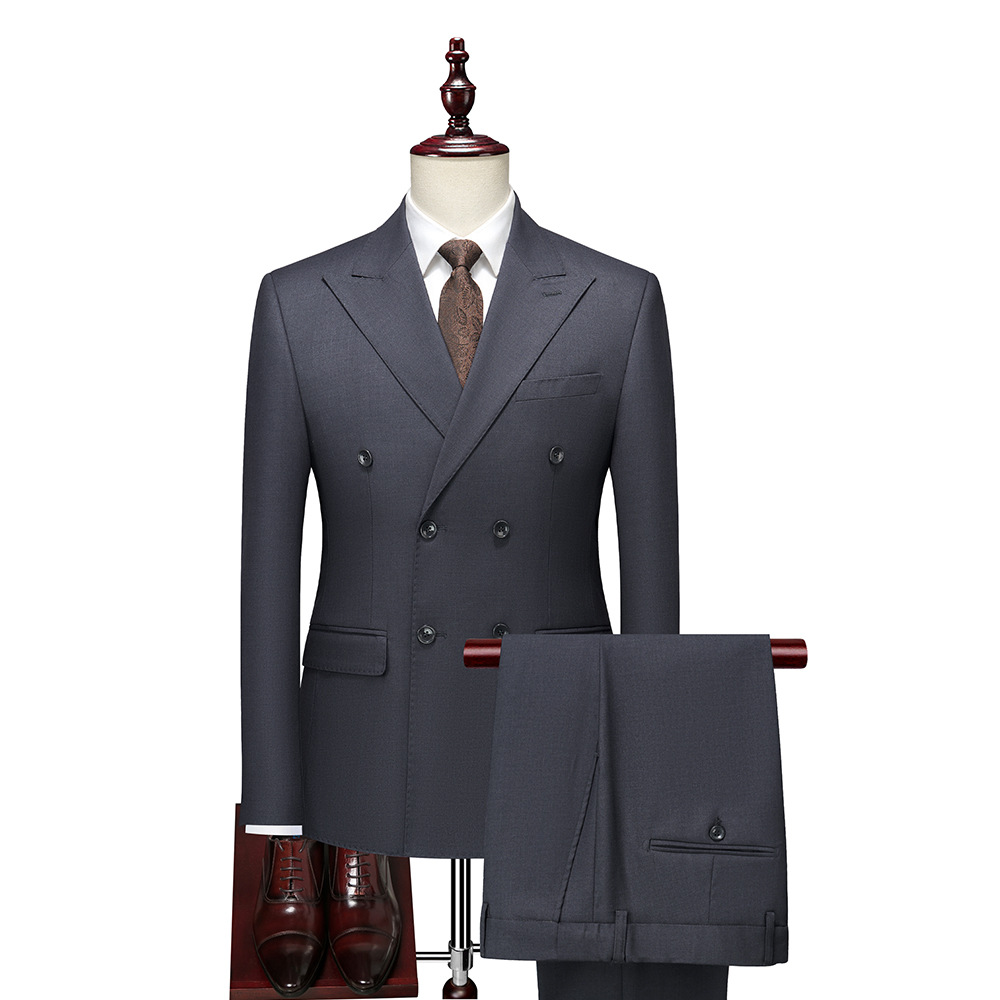H236 Men's suit Korean style slim fit double breasted casual suit