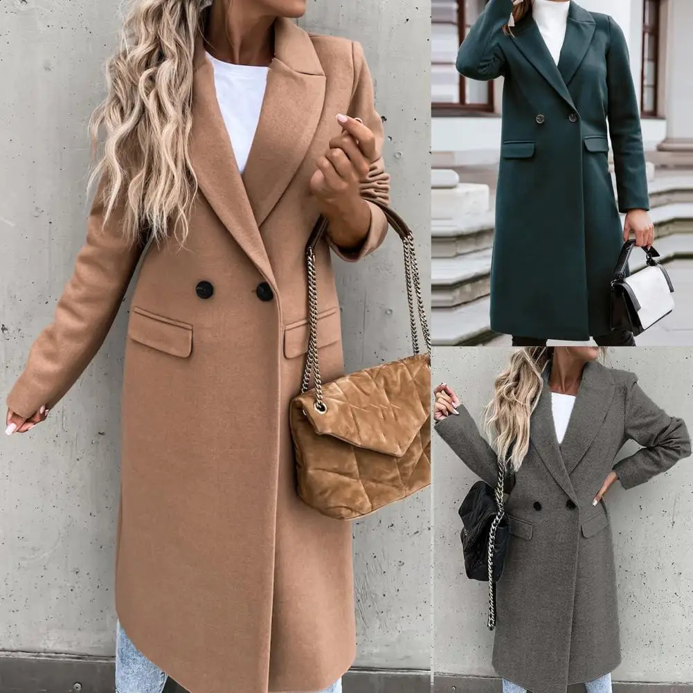 Womens Coat Winter All Match Long Blazer Temperament Korean Wool Plaid Jacket Tweed Vintage Loose Female 250225