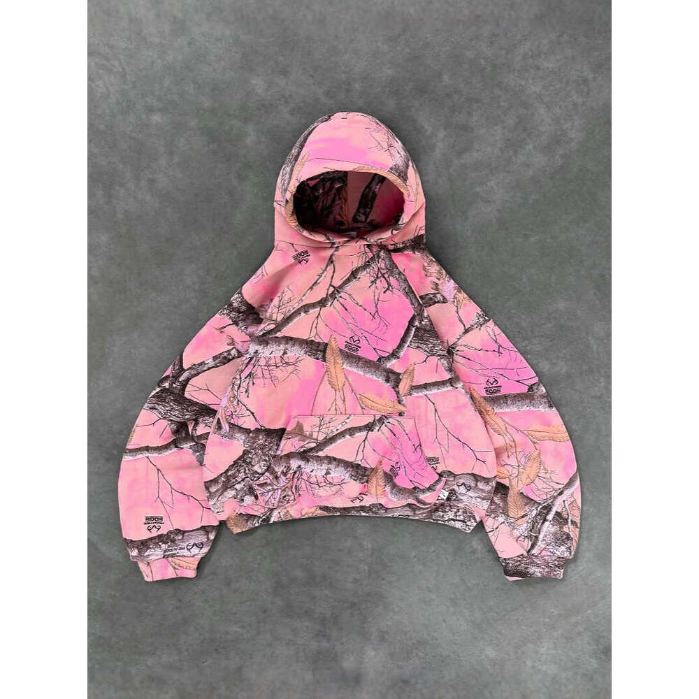 International Station Pink Stripe Camouflage Combo Loose Fashion Spring Hoodie