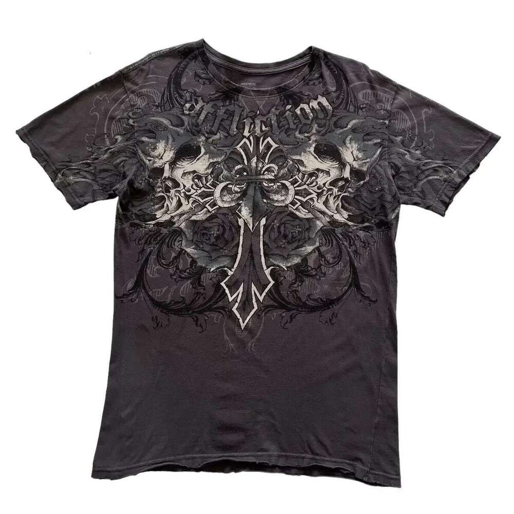 Y2K Pain T-shirt Hip Hop Skeleton Pattern New Harajuku Extra Large Round Neck T-shirt Short Sleeve Top Gothic Clothing Street Clothing