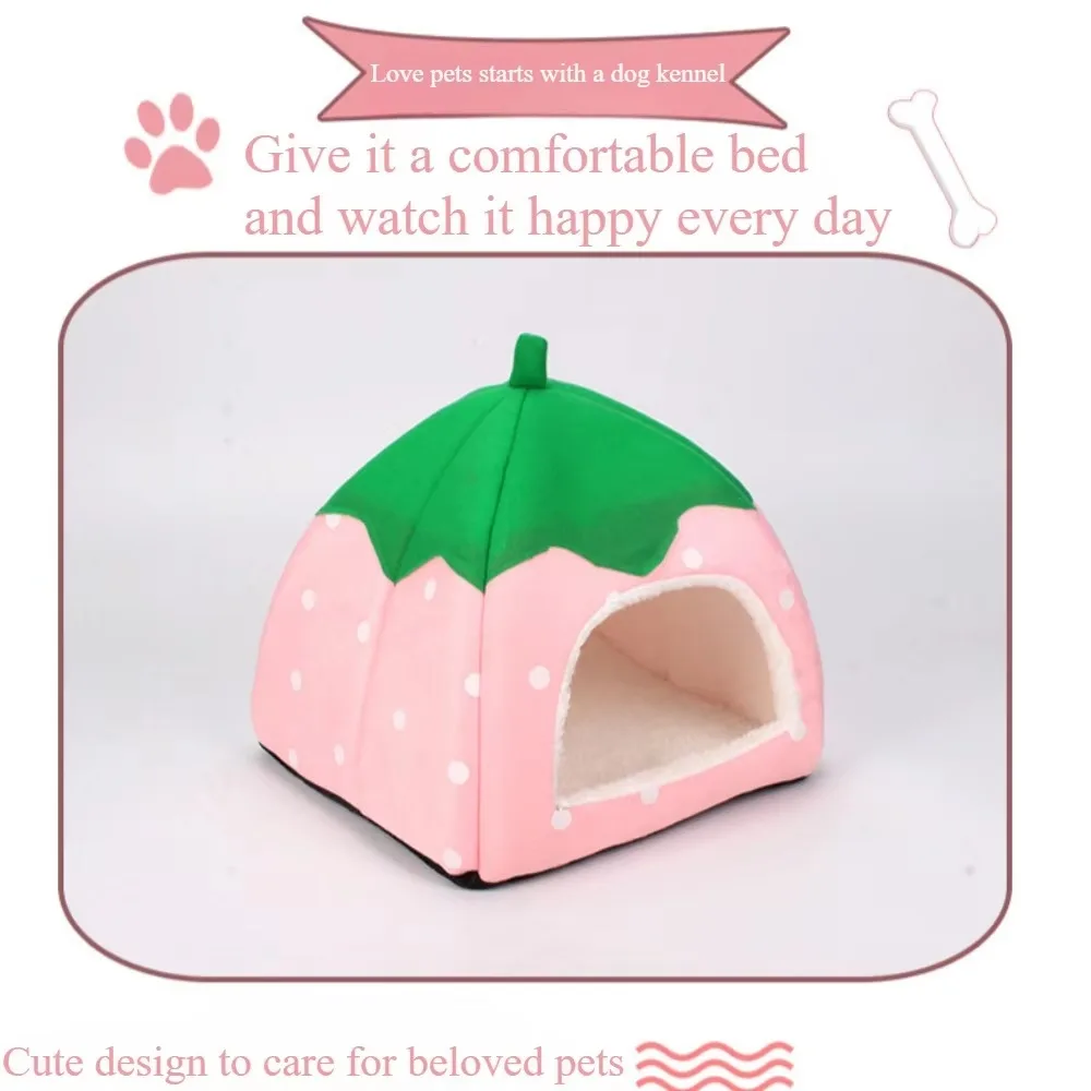 Strawberry Hamster Hideaway Hut Cage Accessories for Autumn Winter Cute Pet Sleeping Utensils House Guinea Pig Hideout Small Bed