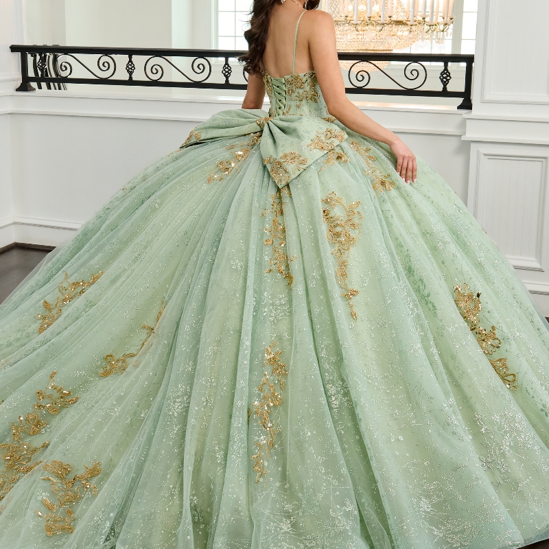 Mint Green Shiny Quinceanera Dresses Ball Gown Spaghetti Strap Applique Lace Beads Corset Tull Party Birthday Sweet 16 Vestidos 15 Anos
