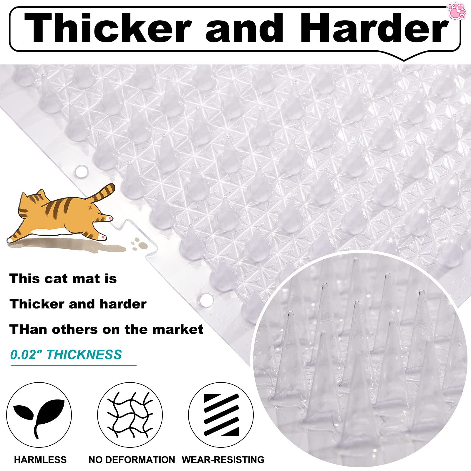 12 Pieces Cat Deterrent Mat Cat Repellent Mat with Spikes Keep Dogs Off Counter Anti Pet for Outdoor Indoor Plants Garden Sofa Window