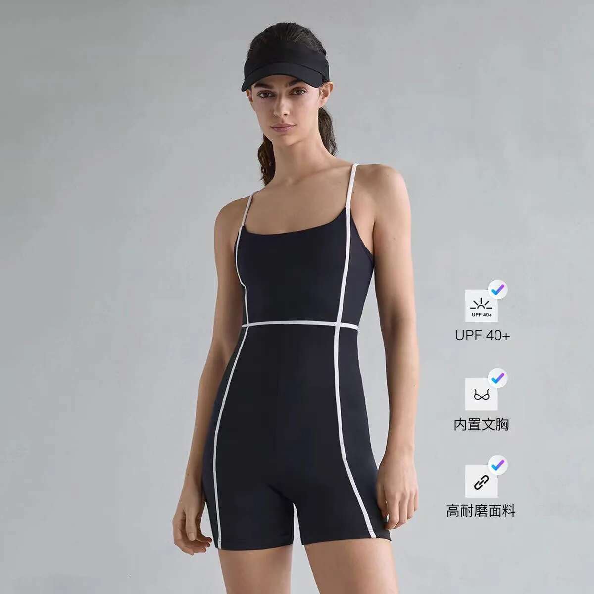 Yoga Jumpsuit Shorts Fiess Women Black Stripy Pilates Bodysuit Gym Set Sport Badminton Golf Summer Tracksuit Active Wear