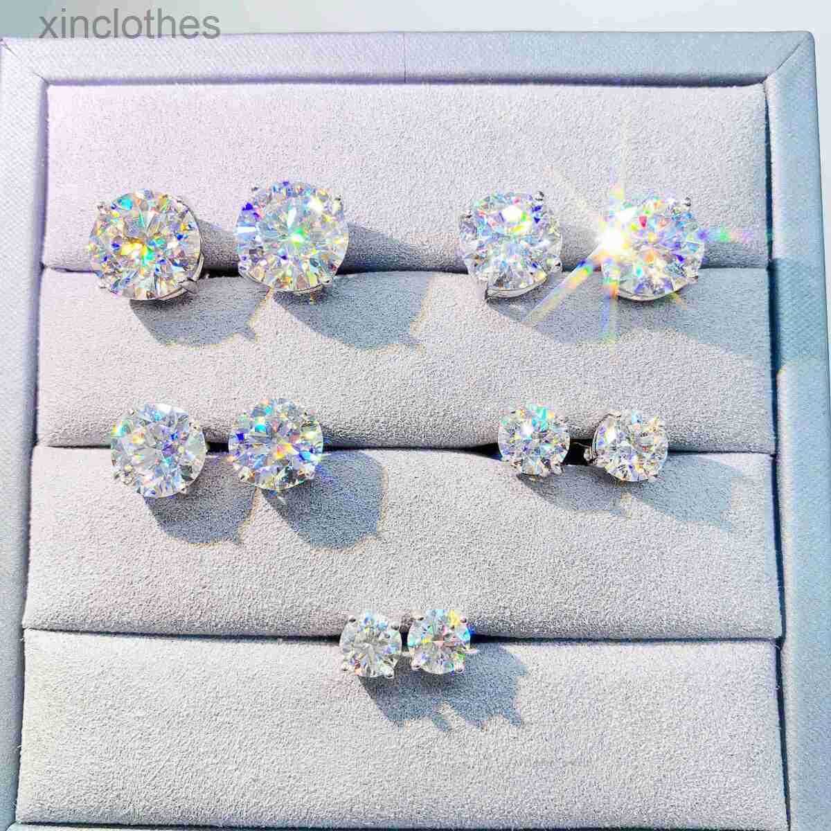 Designer Earrings Dia VVS Round S 10K 14K Solid Gold Stud Women Men Moissanite Earrings