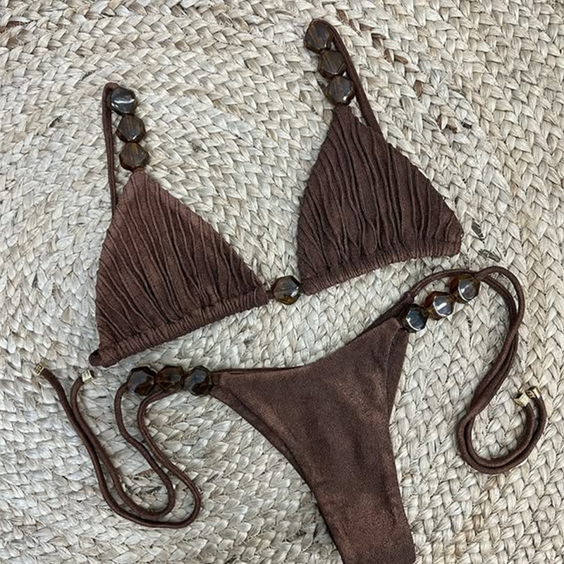 2024 Sexy Bikini Set High Waist Golden Printed Women Swimwear Push Up Bikinis Swimsuit Female Biquini Bathing Suit 250224
