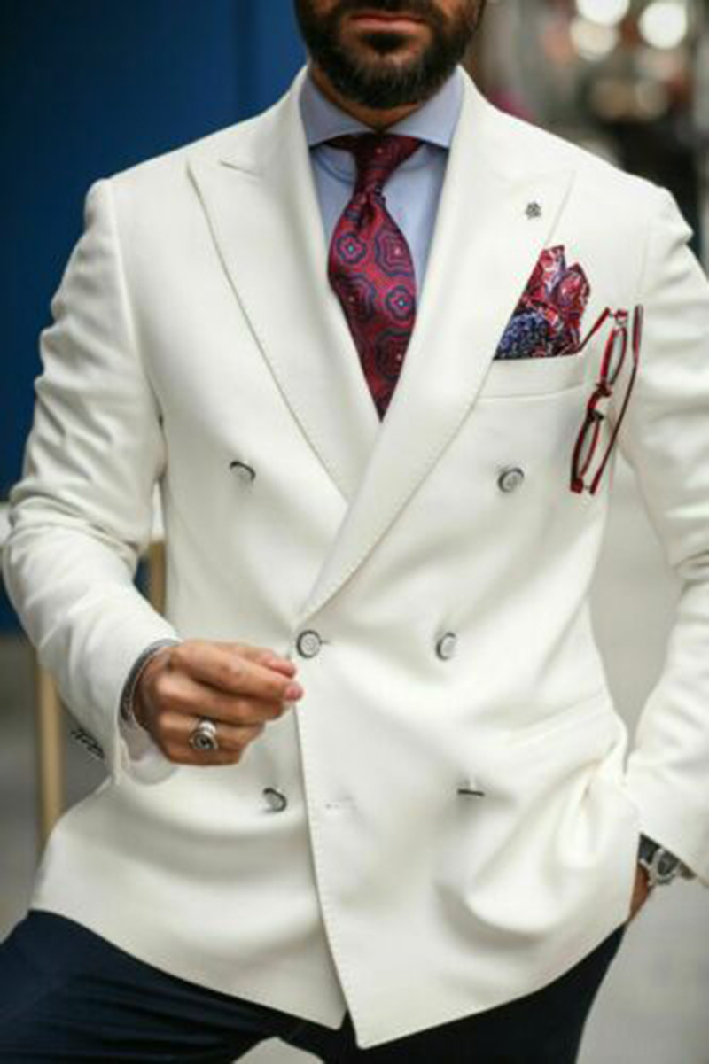 Mens Blazer Sets Suits Casual Blazer Business Turndown Collar Double Breasted Blazer Suit for Work and Daily Wear 240810