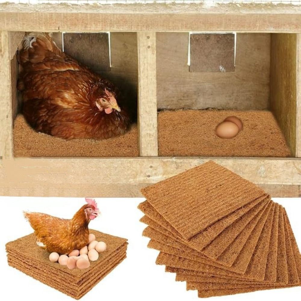 6Pcs Natural Coconut Coir Chicken Hatch Pads Freeze-proof Dry Hens Bedding Mat Square Reusable Reptile Box Mat Farm
