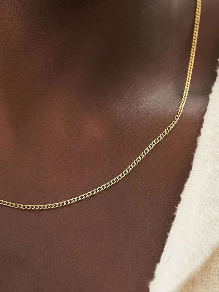 Men Stainless Basic Necklace Titanium Steel Jewelry Cuban Chain For Women