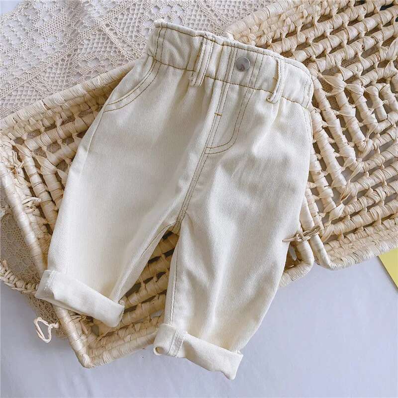 Ddmyshoesvip Boys Girls Pant Casual Trousers For Kids High Waist Solid Warm Out Jeans Children Autumn Spring M Years Pants