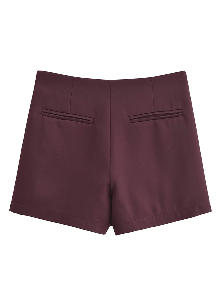 TRAF Spring Women Solid Shorts Fashion Causal Side Zipper Mini Skirts Vintage High Waist Streetwear 250304