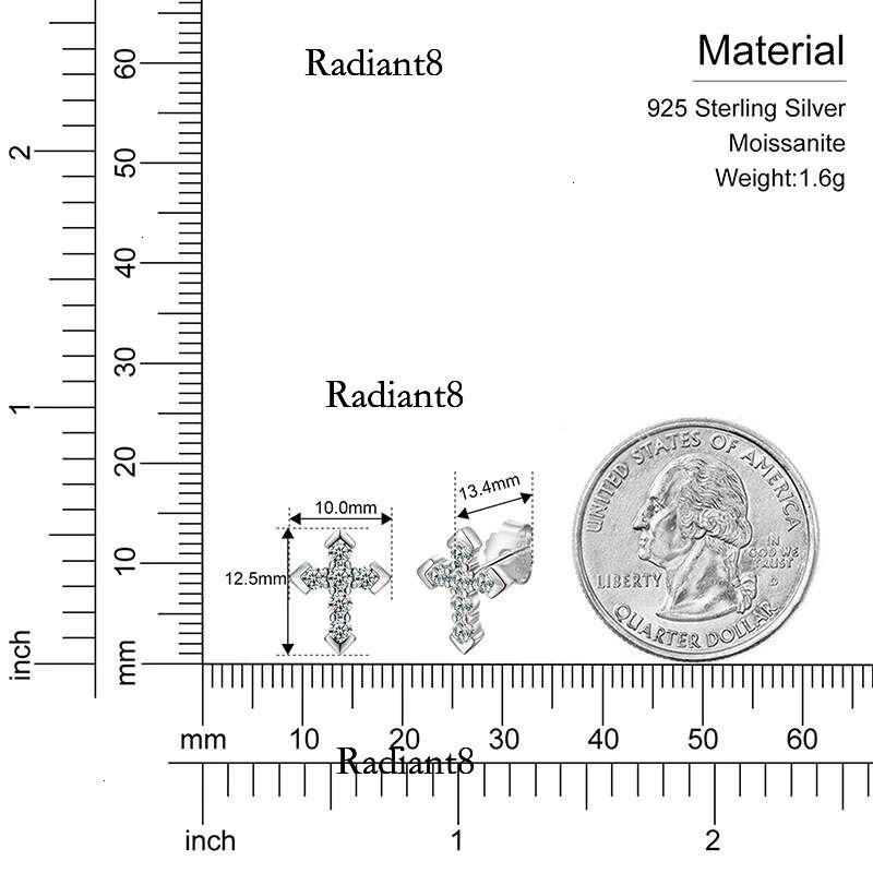 Moissanite Earrings Trend New 2.3mm Design Cross Stud Religion Earring for Women Men Sterg Sier Fine Jewelry 2022