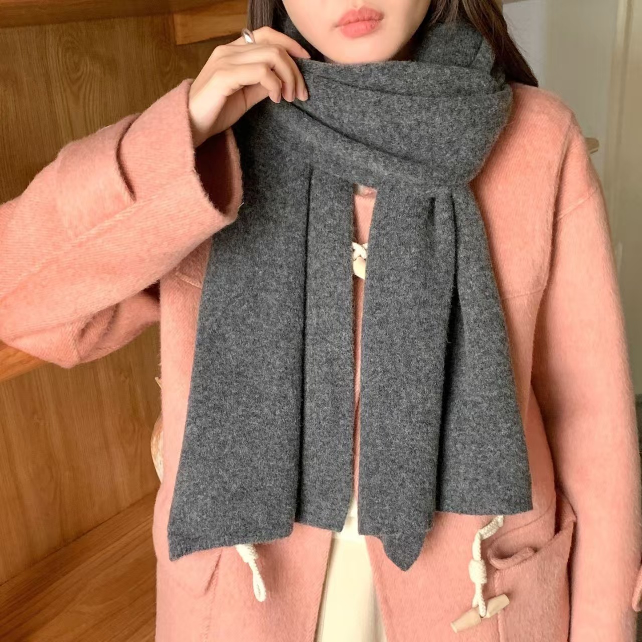 K045 Japanese and Korean autumn and winter new solid color wool blended scarf, warm, simple, high-end, versatile scarf, factory direct sale for women