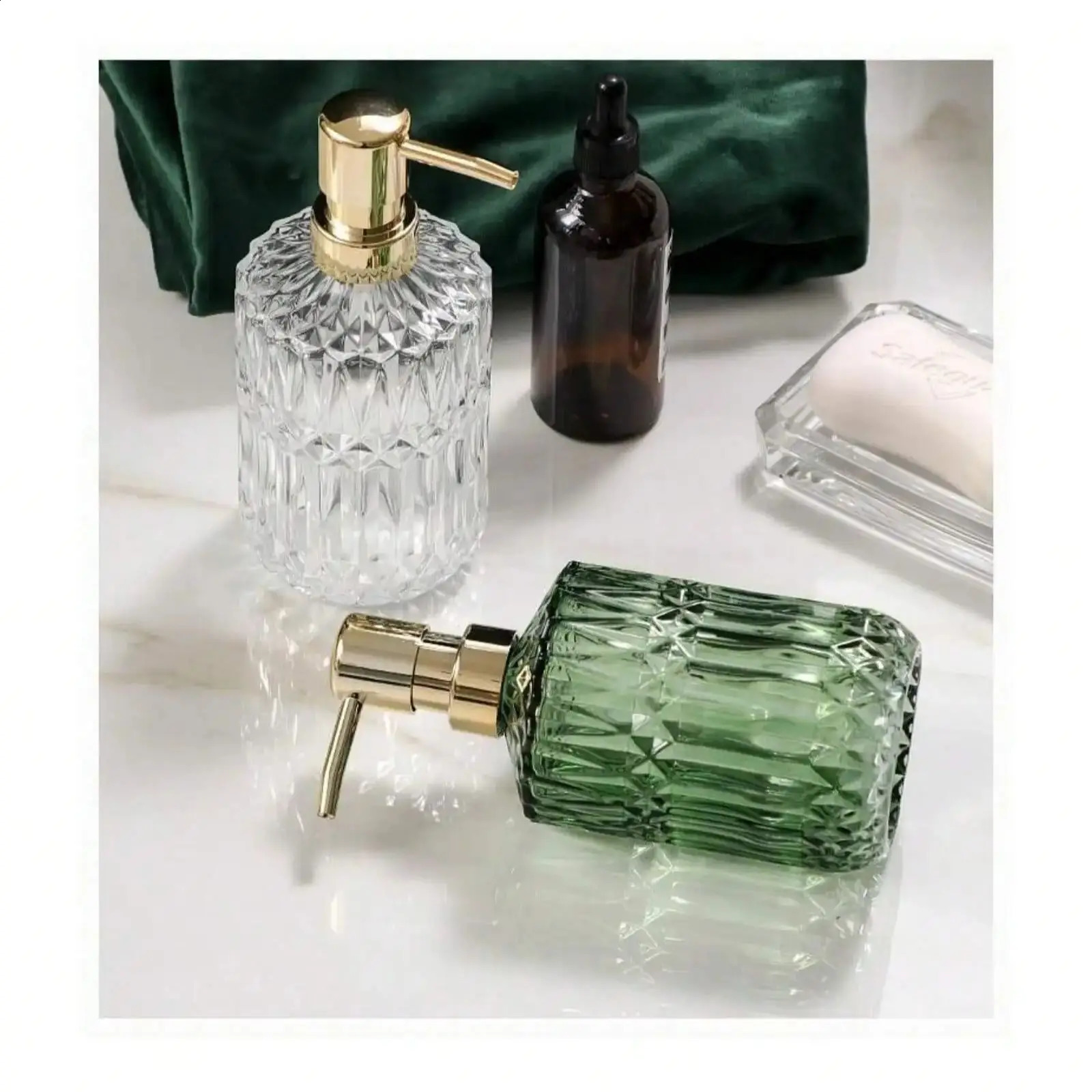 One 13.32oz glass soap dispenser can refill the pump bottle for liquid soap shower gel hand soap and household bathroom accessories 250227