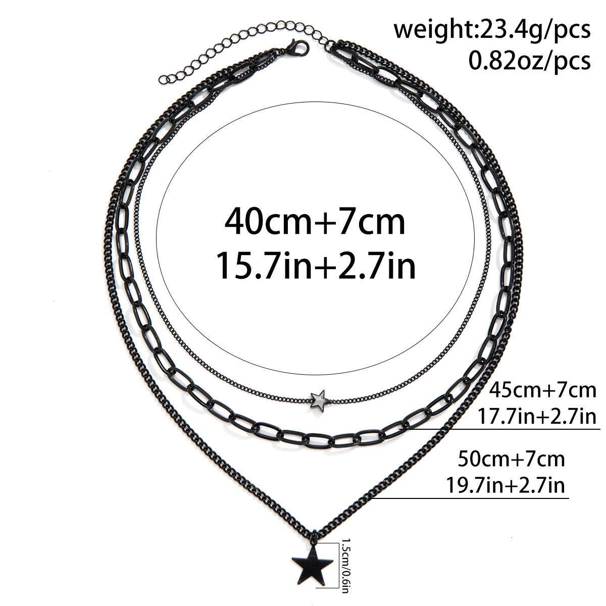 Lacteo Trendy Star Charm Necklace for Men Multilayer Pendant Choker Hip Hop Neck Chain Jewelry Rock Collar Street Daily New