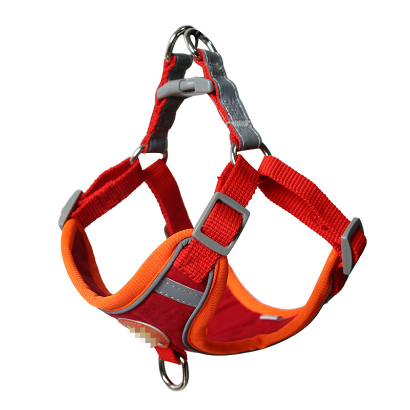 Dog Harness with Leash Set for Small Medium Dogs, No Pull No Choke Deer Skin Suede with Reflective Tape Pet Harness Vest, Adjustable and Padded Step i
